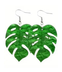 Tropical theme acrylic earring - giant leaf