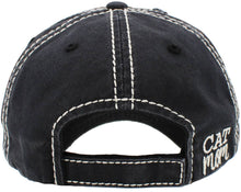 Load image into Gallery viewer, CAT MOM Washed Vintage Ball Cap: BLK
