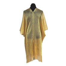 Load image into Gallery viewer, Lightweight Metallic Fringe Flowing Kimono Cover Up: Yellow
