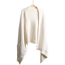 Load image into Gallery viewer, Open Front Pocketed Shawl Cardigan: Ivory
