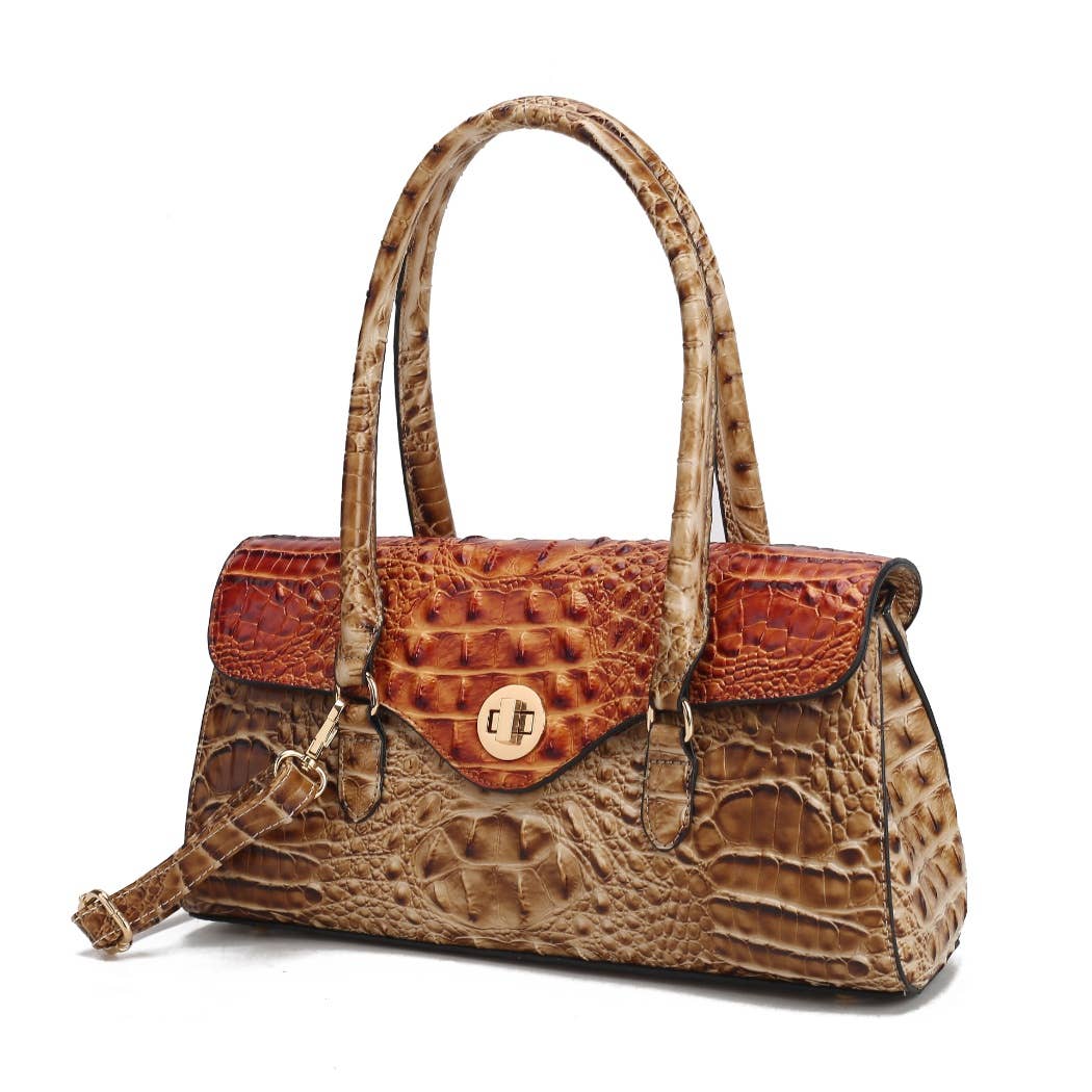 MKF Liviana Women's Shoulder Bag Croc-Embossed Fine Hardware: Brown