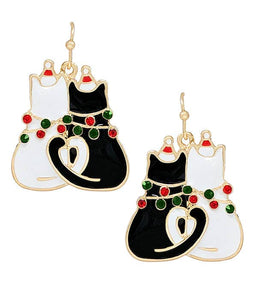Christmas theme epoxy earring - cat
