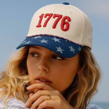 Load image into Gallery viewer, 1776 American USA Patriotic Embroidered Baseball Cap: Denim
