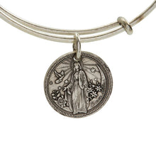 Load image into Gallery viewer, Better Together - Mother Mary/Archangel Raphael Bangle - Antique Silver Finish
