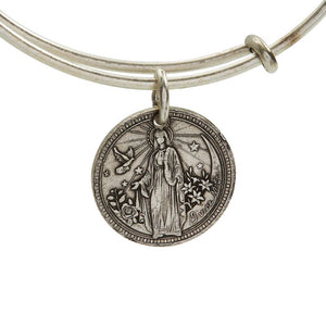 Better Together - Mother Mary/Archangel Raphael Bangle - Antique Silver Finish