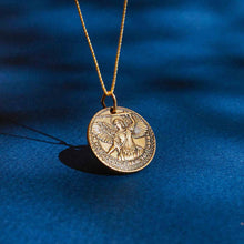 Load image into Gallery viewer, Mother Mary + Archangel Michael Protection Necklace Antique Gold Small
