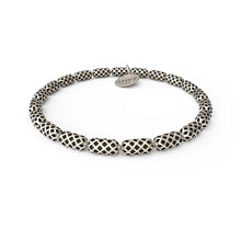 Load image into Gallery viewer, Honeycomb Beaded Stretch Bracelet -Antique Silver Finish
