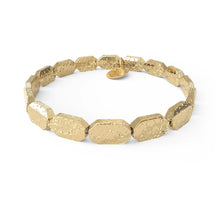 Load image into Gallery viewer, Rectangular Hammered Shiny Gold Beaded Stretch Bracelet
