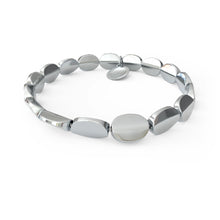 Load image into Gallery viewer, Oval Smooth Shiny Silver Beaded Stretch Bracelet
