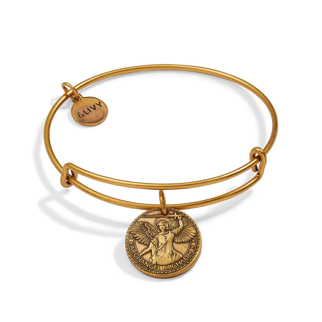 Better Together - Mother Mary/Archangel Michael Bangle - Antique Gold Finish