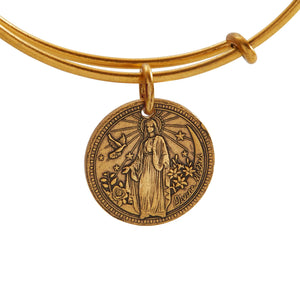 Better Together - Mother Mary/Archangel Michael Bangle - Antique Gold Finish