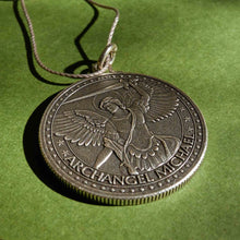 Load image into Gallery viewer, Mother Mary + Archangel Michael Protection Necklace Antique Silver Large
