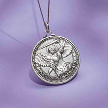 Load image into Gallery viewer, Mother Mary + Archangel Michael Protection Necklace Antique Silver Small
