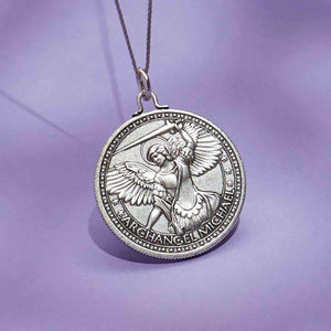 Mother Mary + Archangel Michael Protection Necklace Antique Silver Small