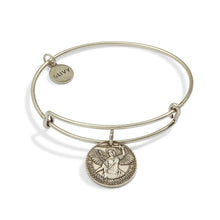 Load image into Gallery viewer, Better Together - Mother Mary/Archangel Michael Bangle - Antique Silver Finish
