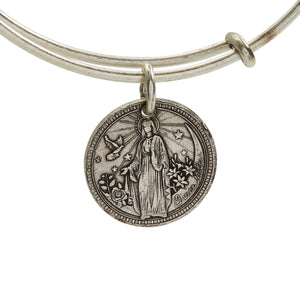 Better Together - Mother Mary/Archangel Michael Bangle - Antique Silver Finish