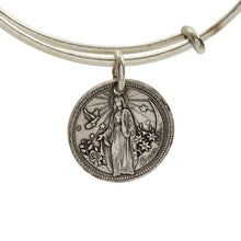 Load image into Gallery viewer, Better Together - Mother Mary/Archangel Gabriel Bangle - Antique Silver Finish
