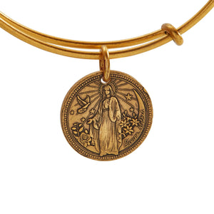 Better Together - Mother Mary/Archangel Raphael Bangle - Antique Gold Finish