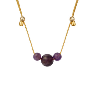 HyeVibe Multi Gemstone Necklace-Amethyst on Gold