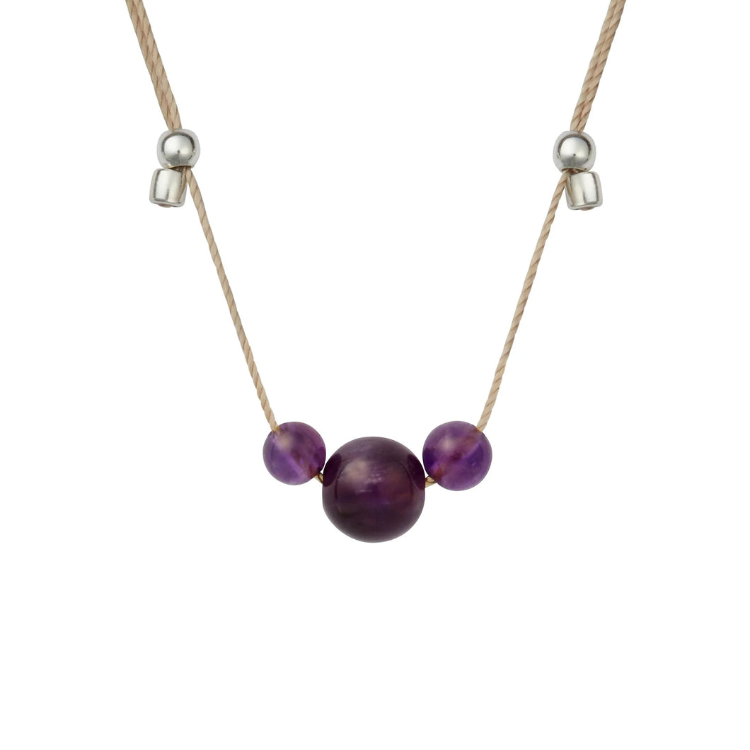 HyeVibe Multi Gemstone Necklace-Amethyst on Silver