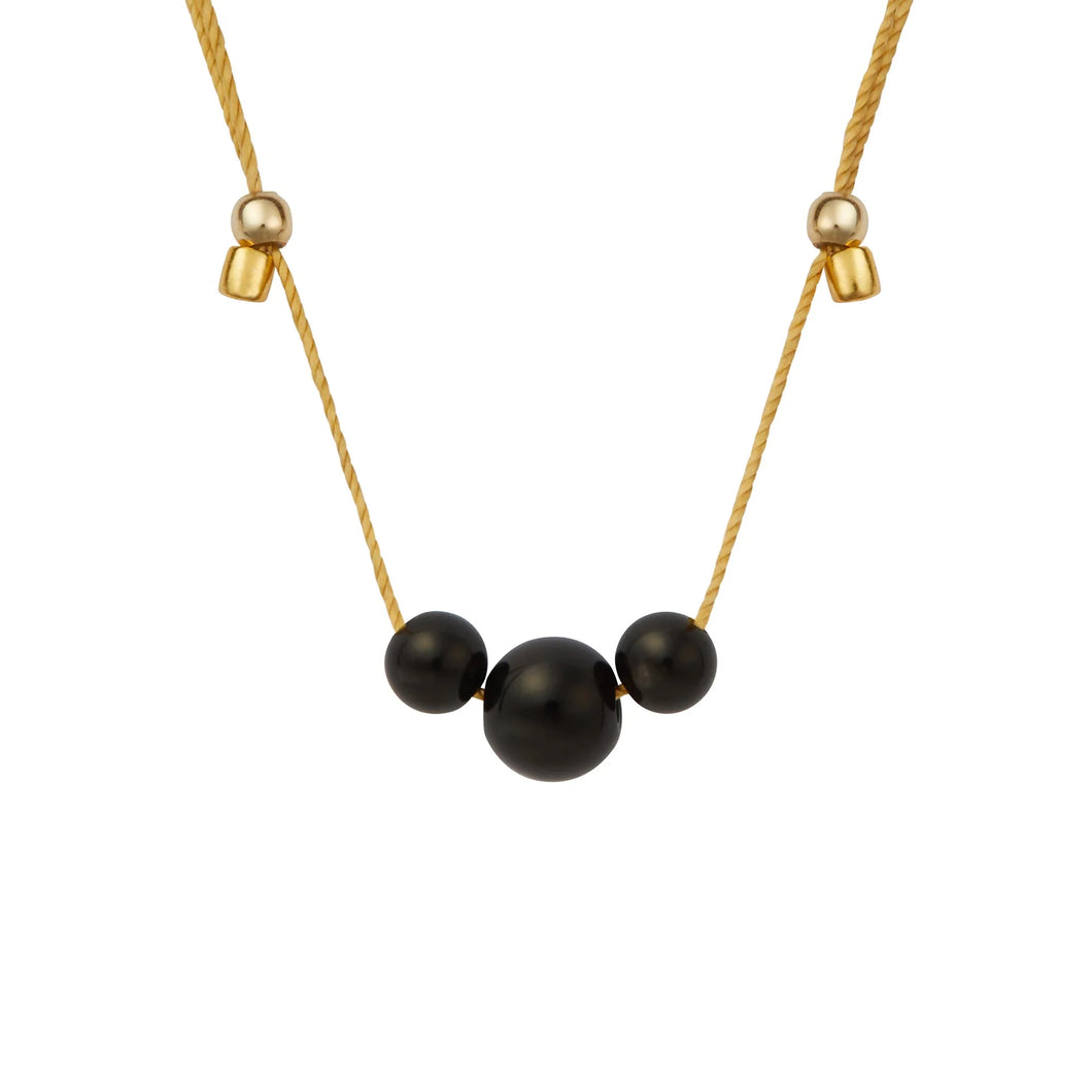 HyeVibe Multi Gemstone Necklace - Black Onyx on Gold
