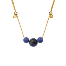 Load image into Gallery viewer, HyeVibe Multi Gemstone Necklace -Blue Sodalite on Gold
