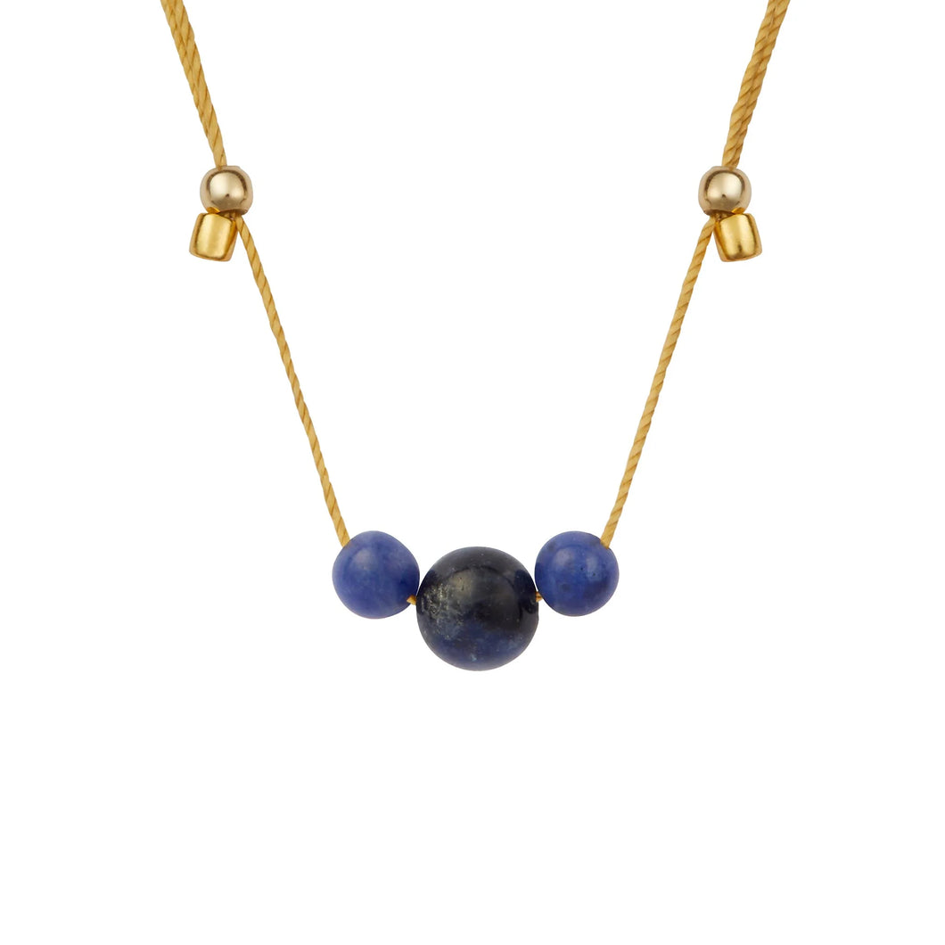 HyeVibe Multi Gemstone Necklace -Blue Sodalite on Gold