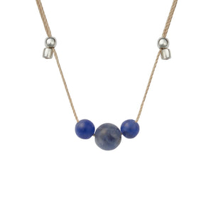 HyeVibe Multi Gemstone Necklace -Blue Sodalite on Silver