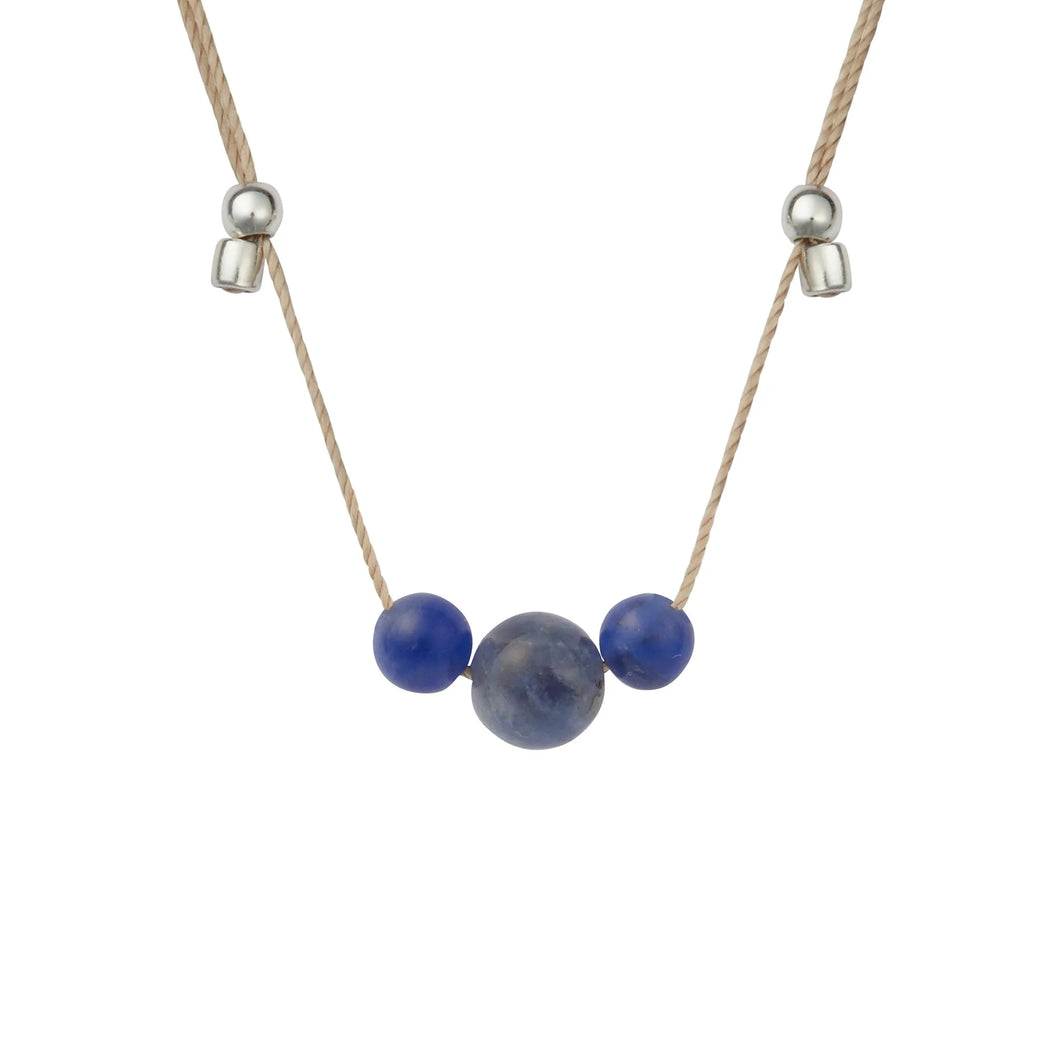 HyeVibe Multi Gemstone Necklace -Blue Sodalite on Silver