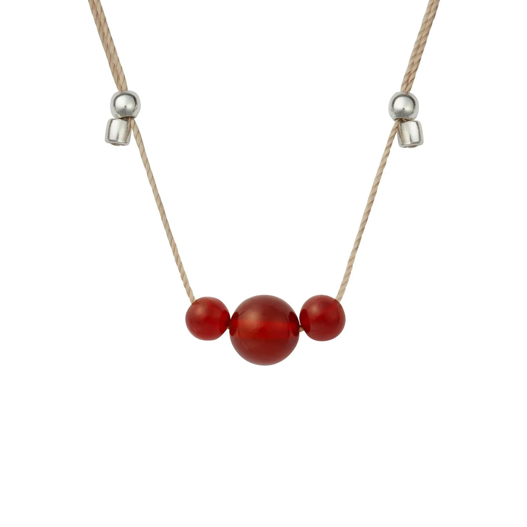 HyeVibe Multi Gemstone Necklace -Carnelian on Silver