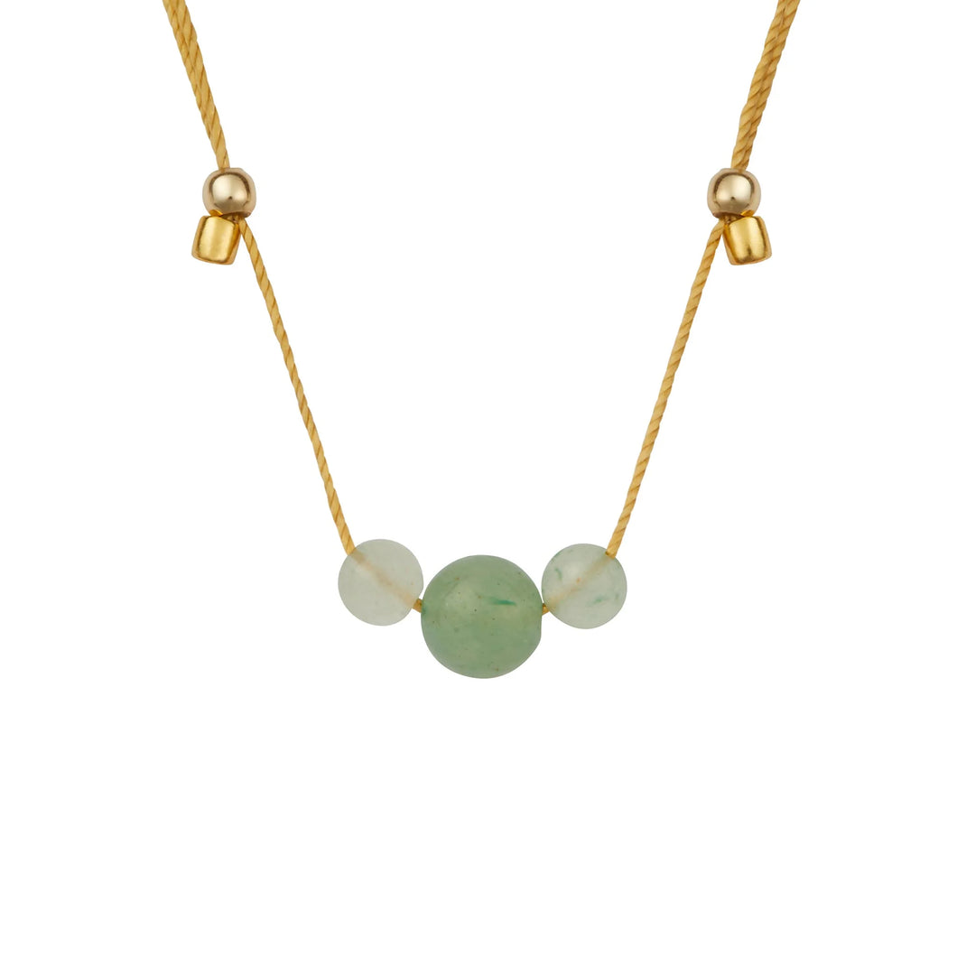 HyeVibe Multi Gemstone Necklace -Green Aventurine on Gold