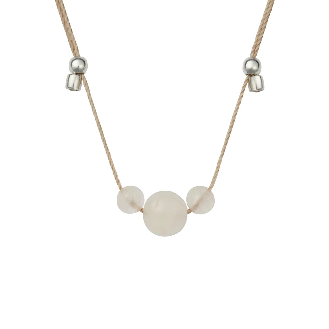 HyeVibe Multi Gemstone Necklace -Rose Quartz on Silver