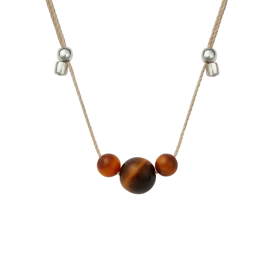 HyeVibe Multi Gemstone Necklace - Tiger’s Eye on Silver