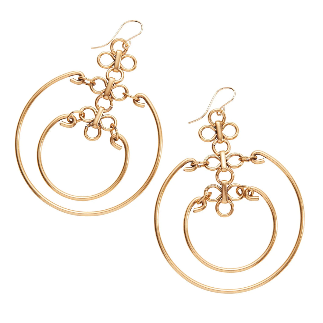 Chain Reaction Hoops Antique Gold
