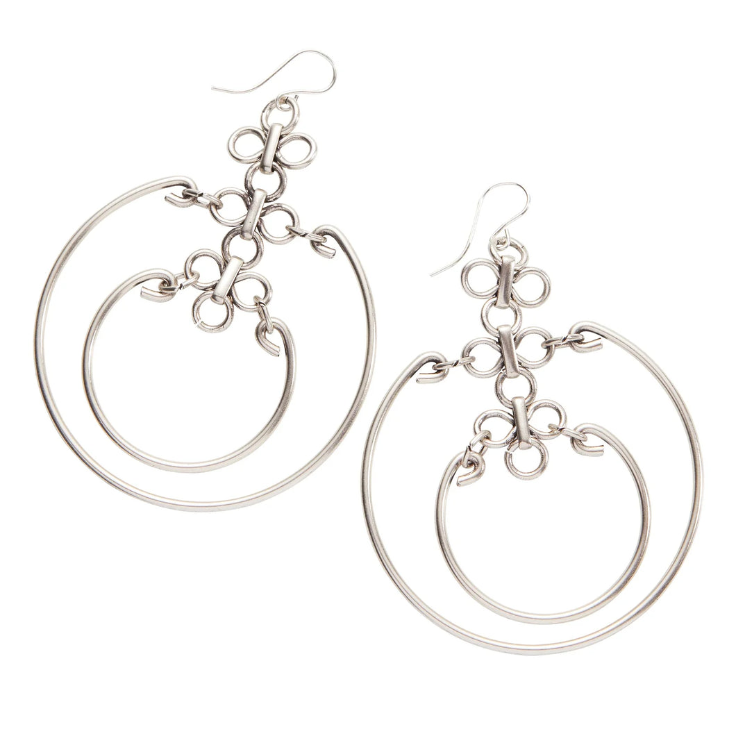 Chain Reaction Hoops Antique Silver