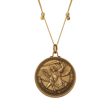 Load image into Gallery viewer, Mother Mary + Archangel Michael Protection Necklace Antique Gold Large
