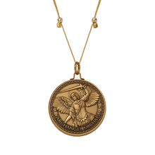 Load image into Gallery viewer, Mother Mary + Archangel Michael Protection Necklace Antique Gold Small
