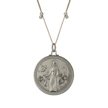 Load image into Gallery viewer, Mother Mary + Archangel Raphael Healing Necklace Antique Silver Large
