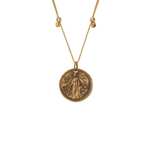 Load image into Gallery viewer, Mother Mary + Archangel Michael Protection Necklace Antique Gold Small
