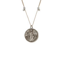Load image into Gallery viewer, Mother Mary + Archangel Gabriel Guidance Necklace Antique Silver Small

