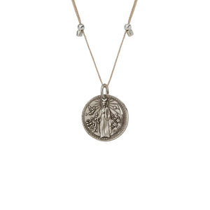 Mother Mary + Archangel Gabriel Guidance Necklace Antique Silver Small