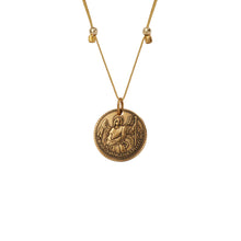 Load image into Gallery viewer, Mother Mary + Archangel Raphael Healing Necklace Antique Gold Small
