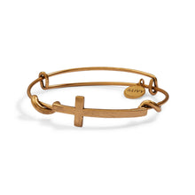 Load image into Gallery viewer, Cross Expandable Bangle Antique Gold
