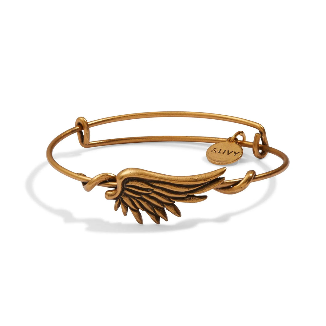 Angel Wing Expandable Bangle Antique Gold