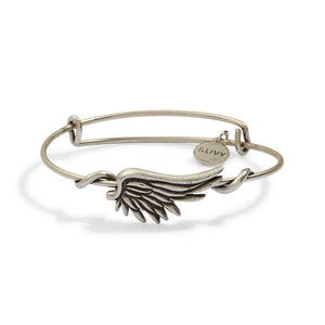 Angel Wing Expandable Bangle Antique Silver