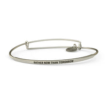 Load image into Gallery viewer, Rather Now Than Tomorrow Bangle Antique Silver
