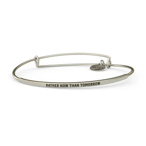 Rather Now Than Tomorrow Bangle Antique Silver