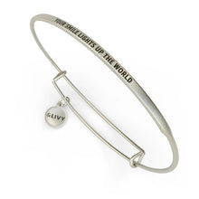 Load image into Gallery viewer, Your Smile Lights Up The World Bangle Antique Silver
