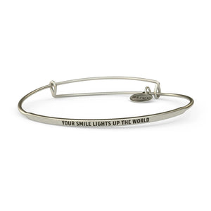 Your Smile Lights Up The World Bangle Antique Silver