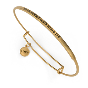 She Believed She Could So She Did Bangle Antique Gold